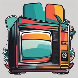 TV screen sticker- Entertainment center, , sticker vector art, minimalist design