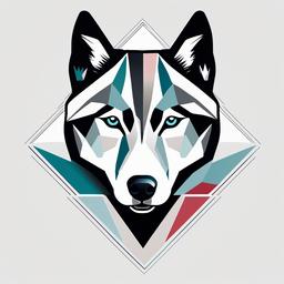 husky geometric tattoo  simple color tattoo,minimal,white background