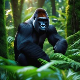 Cute Gorilla in a Lush Forest 8k, cinematic, vivid colors