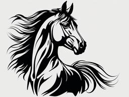 Black Stallion Horse Tattoo - Symbolize strength and power with a tattoo featuring a black stallion, emphasizing the majesty and dominance of this horse breed.  simple tattoo,minimalist,white background