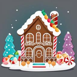 Gingerbread House clipart - decorated gingerbread house with candy  color,minimalist,vector clipart