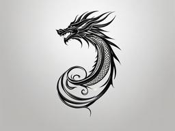 Dragon Collar Bone Tattoo - Elegant dragon tattoo designed specifically for the collarbone area.  simple color tattoo,minimalist,white background