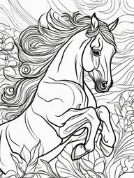 Horse Coloring Pages - Graceful Galloping Herbivorous Animal  black outline printable coloring page