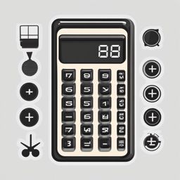 Calculator Sticker - Crunching numbers and solving equations with the handy calculator, , sticker vector art, minimalist design