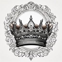 Crown Tattoo - A majestic crown tattoo on royalty  few color tattoo design, simple line art, design clean white background