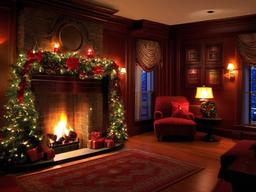 Christmas Tree Fireplace Wallpaper  