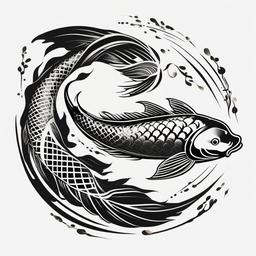 Koi Fish Tattoo - Represents perseverance and overcoming challenges  minimal tattoo design,white background