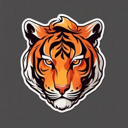 Tiger Face and Fire Emoji Sticker - Fiery feline grace, , sticker vector art, minimalist design