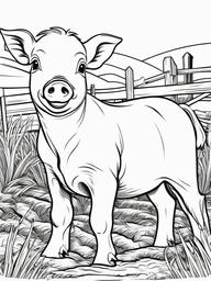 Farm Animal Coloring Pages - Baby piglets playing in the mud  simple coloring pages