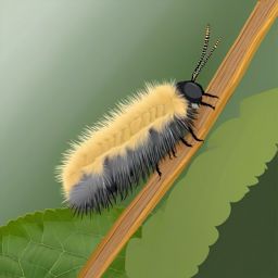 Banded Tussock Moth Caterpillar Clip Art - A banded tussock moth caterpillar,  color vector clipart, minimal style