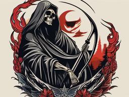 grim reaper skeleton tattoo  simple vector color tattoo