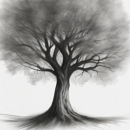 pencil drawing of a tree  minimal rough sketch scribbles,doodles,black and white