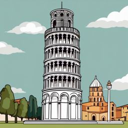 The Leaning Tower of Pisa clipart - Freestanding bell tower in Italy, ,color clipart vector style