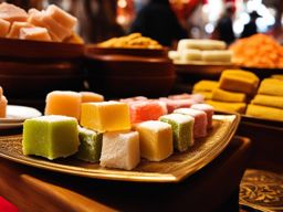 turkish delight, lokum, enjoyed at a serene tea ceremony in the grand bazaar of istanbul. 