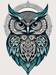 Celtic Owl Tattoo - Infuse Celtic artistry into an owl-themed tattoo for a unique design.  simple color tattoo,vector style,white background