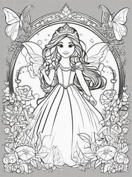 Princess and Fairy Friends Coloring Pages - Magical Friends with Enchanting Powers  minimal black outline printable sheet, coloring page