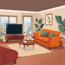 tv clipart: entertaining in a cozy living room. 