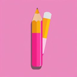 Pencil and Eraser Sticker - Pencil next to a pink eraser, ,vector color sticker art,minimal