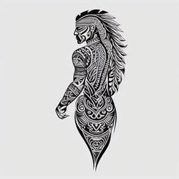 maori full body tattoo  simple color tattoo,minimalist,white background