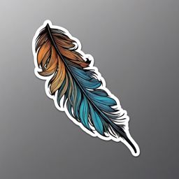 Feather Sticker - Intricate feather illustration, ,vector color sticker art,minimal