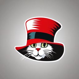 Cat in the Hat hat clipart, The iconic red and white striped hat worn by the Cat in the Hat.  simple, 2d flat