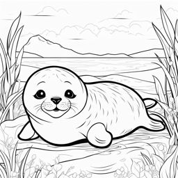 baby seals cute animals coloring page 