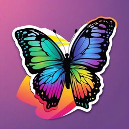 Butterfly and Rainbow Sticker - Butterfly near a vibrant rainbow, ,vector color sticker art,minimal