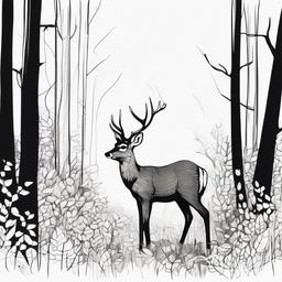 drawing of a forest animal  minimal rough sketch scribbles,doodles,black and white