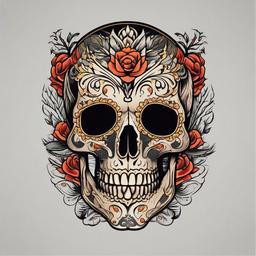 traditional skeleton tattoo  simple vector color tattoo