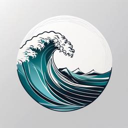 Minimal Wave Tattoo - Embrace simplicity and elegance with a minimalistic wave-themed tattoo.  simple vector color tattoo,minimal,white background