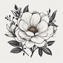 American Traditional Flower - Reference to traditional American-style tattoos featuring flowers.  simple color tattoo,minimalist,white background