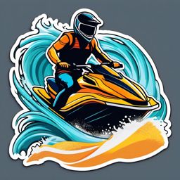 Jet Ski Wave Sticker - Aquatic thrill, ,vector color sticker art,minimal