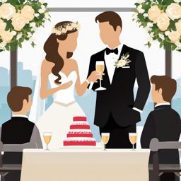 Wedding Toast clipart - Raising a toast to the bride and groom, ,vector color clipart,minimal