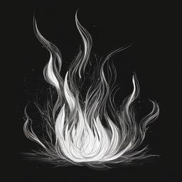 drawing of flames in the dark  minimal rough sketch scribbles,doodles,black and white