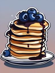 Blueberry Pancakes Sticker - Start your day with a stack of fluffy blueberry pancakes, drizzled with syrup, , sticker vector art, minimalist design