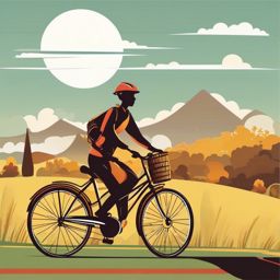 Bicycle Ride clipart - Riding a bicycle in the sunshine, ,vector color clipart,minimal