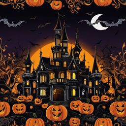 Halloween Desktop Wallpaper - Haunted Castle at Halloween wallpaper, abstract art style, patterns, intricate