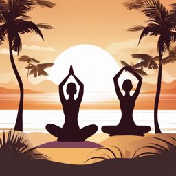 Beach Yoga Pose clipart - Yoga practice on the beach, ,vector color clipart,minimal