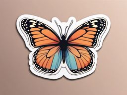 Butterfly Sticker - Delicate butterfly illustration, ,vector color sticker art,minimal