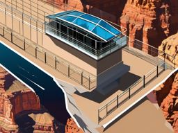 Grand Canyon Skywalk sticker- Glass-bottomed observation platform over the Grand Canyon, , sticker vector art, minimalist design