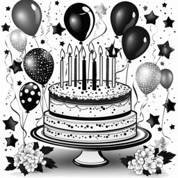 happy birthday clipart black and white - celebrating with joy. 