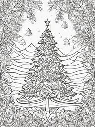 Christmas Tree Coloring Paper  outling,coloring pages,black and whit