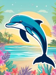 Cute Dolphin in a Crystal Cove  clipart, simple