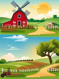 Farm clipart - farm with a windmill in the background  