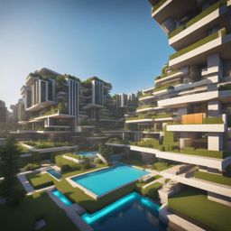 futuristic apartment complex with automated amenities - minecraft house design ideas 