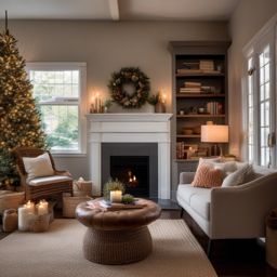 Cozy Living Room Nook - Cozy nook with a fireplace and built-in bookshelves. realistic, professional photography, bokeh, natural lighting, canon lens, shot on dslr 64 megapixels sharp focus