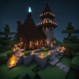 mysterious wizard's tower with magical tomes and potions - minecraft house design ideas minecraft block style