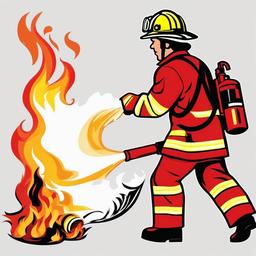 Fireman clipart - fire drill in action  vector clipart