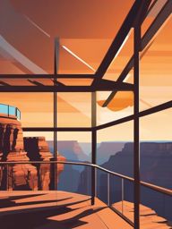 Grand Canyon Skywalk sticker- Glass-bottomed observation platform over the Grand Canyon, , sticker vector art, minimalist design