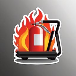 Fire Extinguisher and Flame Emoji Sticker - Emergency response, , sticker vector art, minimalist design